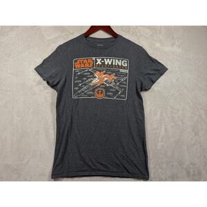 Star Wars X-Wing Starfighter Gray Orange Fifth Sun Graphic Tee Shirt Men’s SMALL